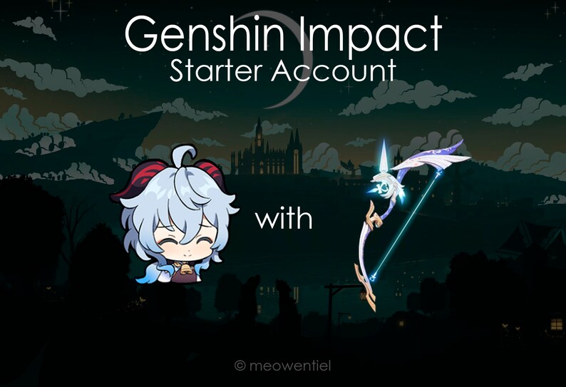 Ganyu With Signature Weapon amos' Bow AR10 Genshin Etsy