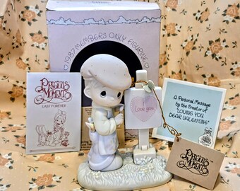 Vintage Precious Moments Figurine "Loving You Dear Valentine" 1987 Members Only Figurine