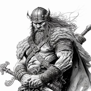 Viking Warrior Art Print, AI Generated, Digital Download, Viking Art, Wall Art, Wall Art Viking Prints, Wall Art Printable, Viking Print