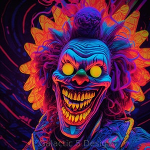 Psychedelic Creepy Carnival Clown Digital Art Print, AI Generated, Wall Art, AI Art, Art Print, Digital Download, Printable