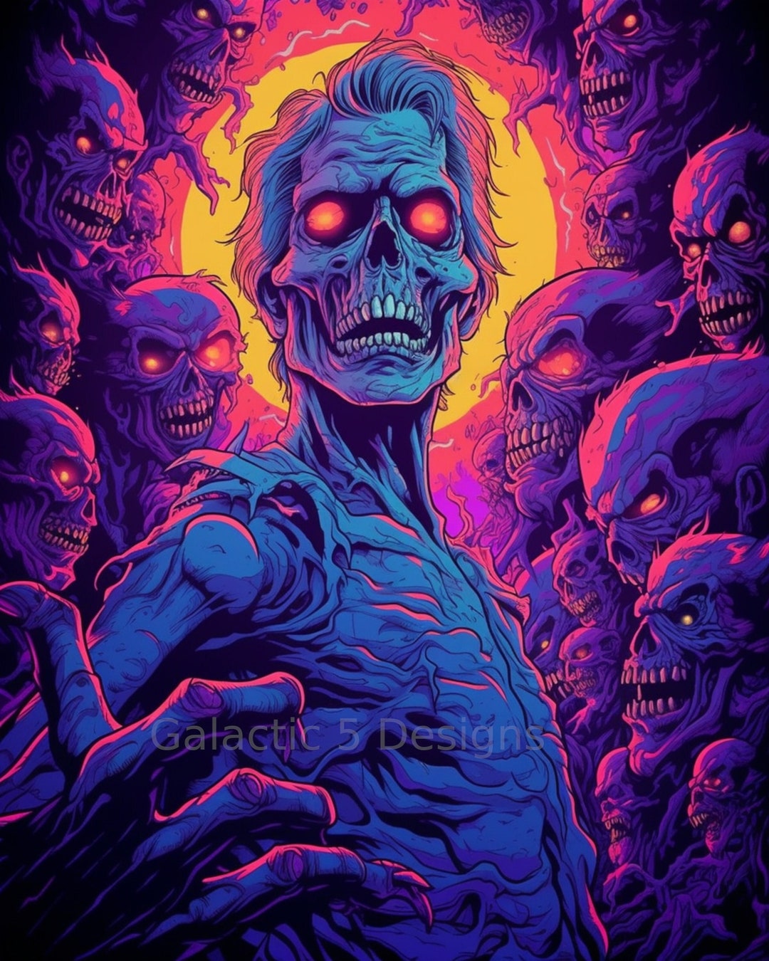 スケルトン ホラーアート Scary skeleton tearing through wall