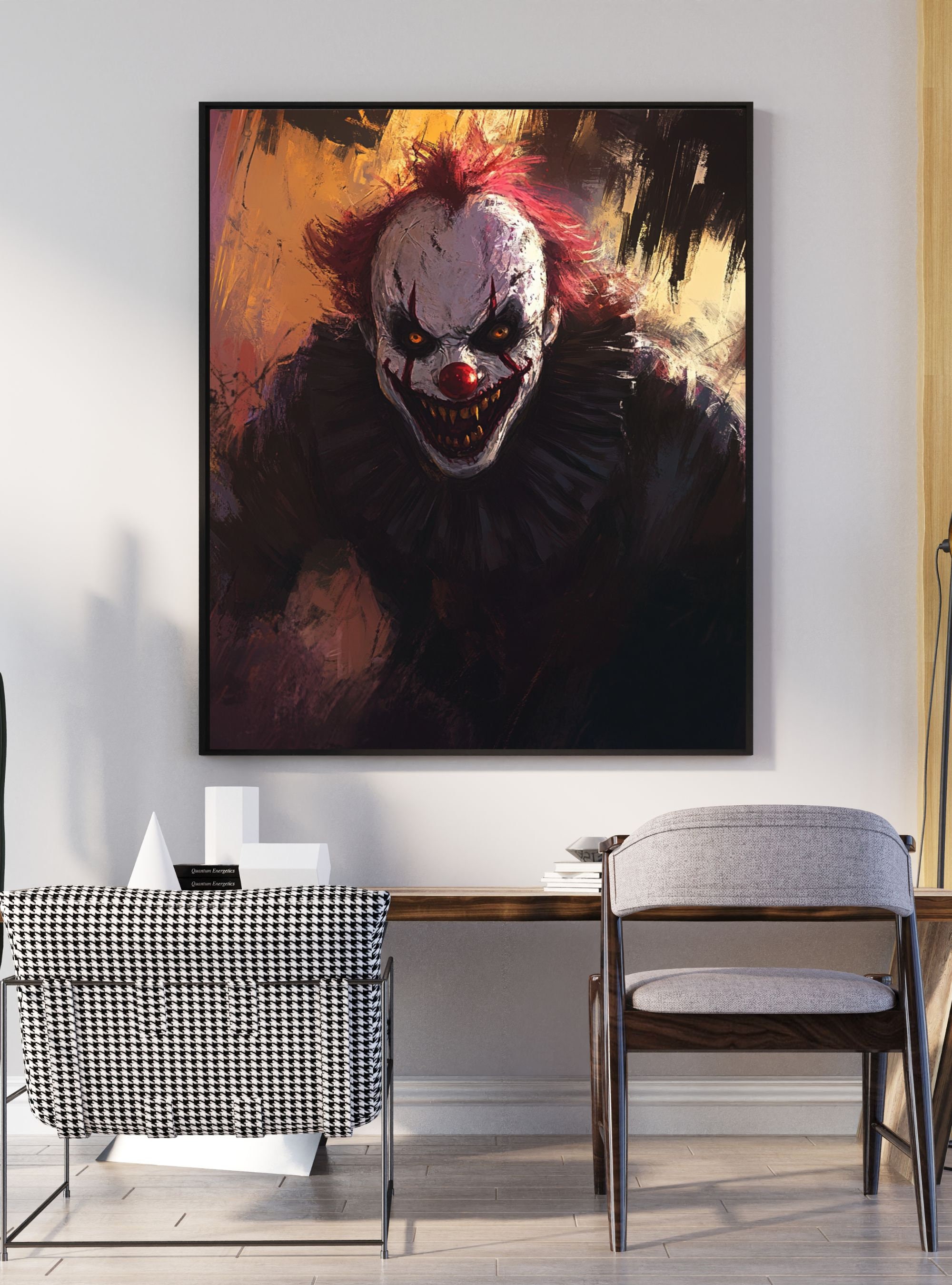 Creepy Halloween Clown Digital Art Print, AI Generated, Wall Art ...