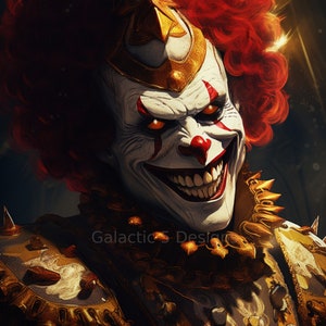Scary Carnival Clown Digital Art Print - AI Generated Horror Art - Printable Wall Art - Instant Download - Creepy Clown Art