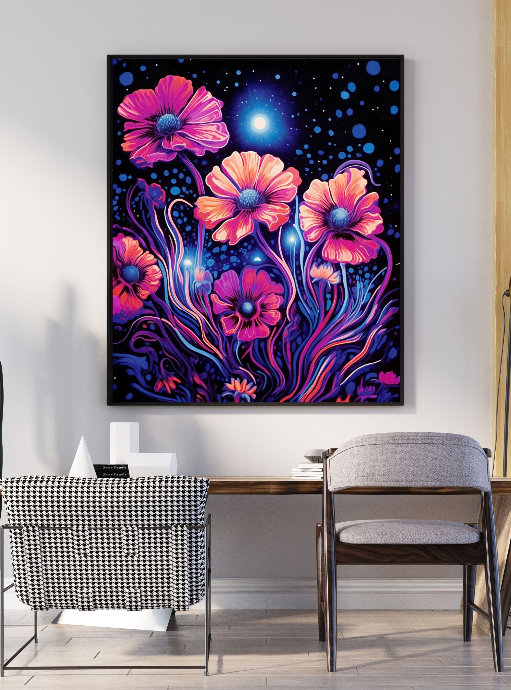 Psychedelic Flowers Digital Download Art Print - AI