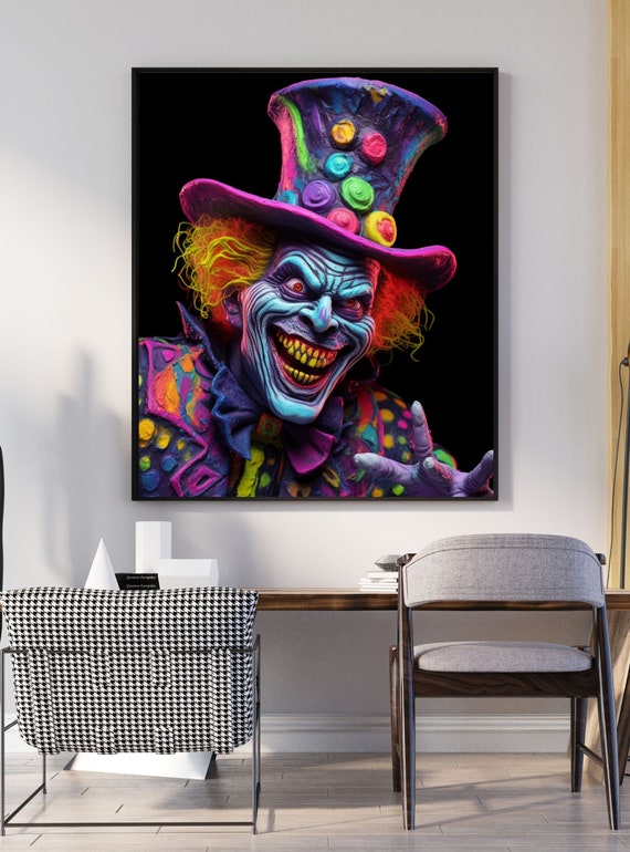 Psychedelic Carnival Clown Digital Print - AI Generated