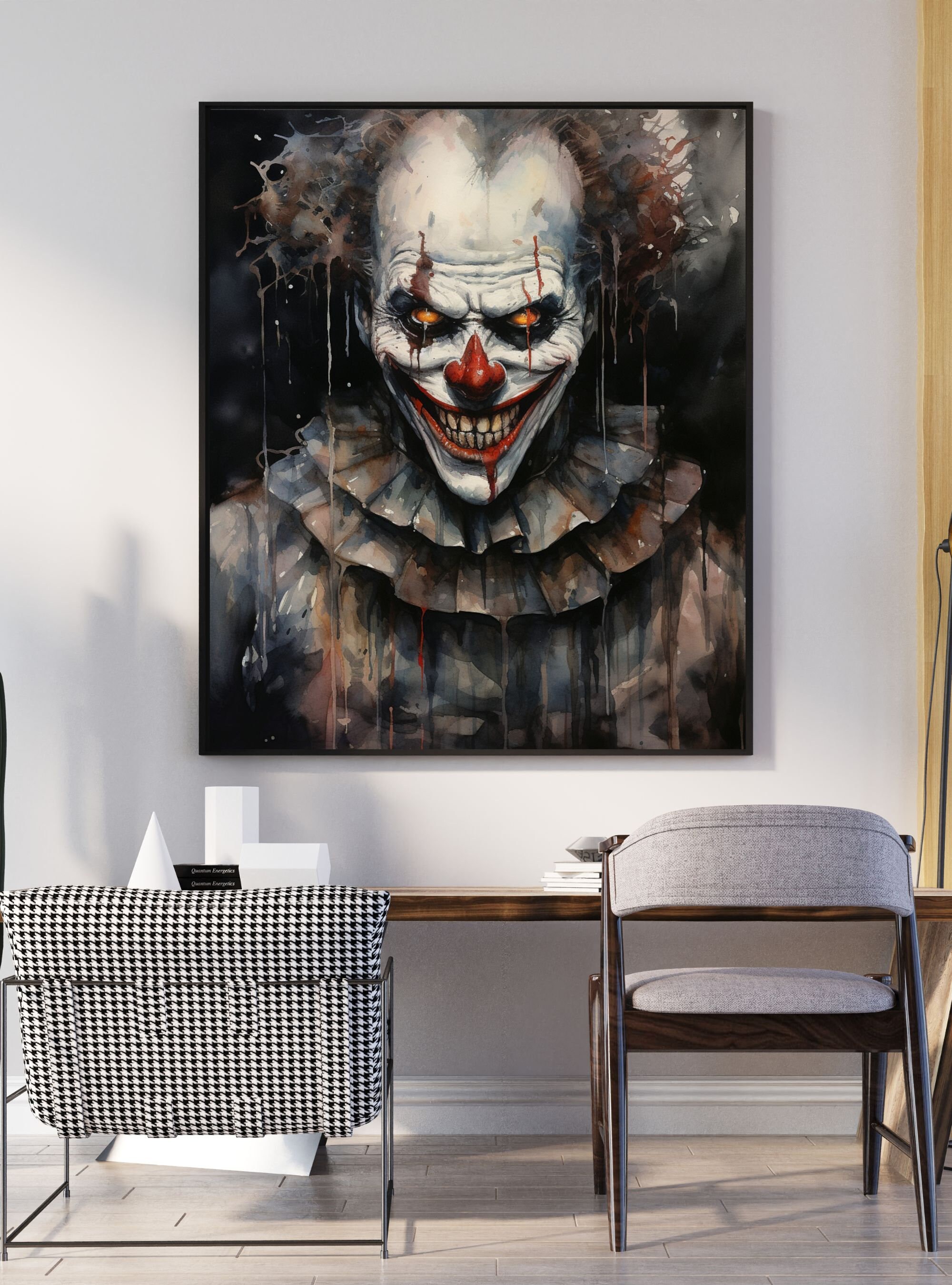 Creepy Carnival Clown Digital Art Print - AI Generated