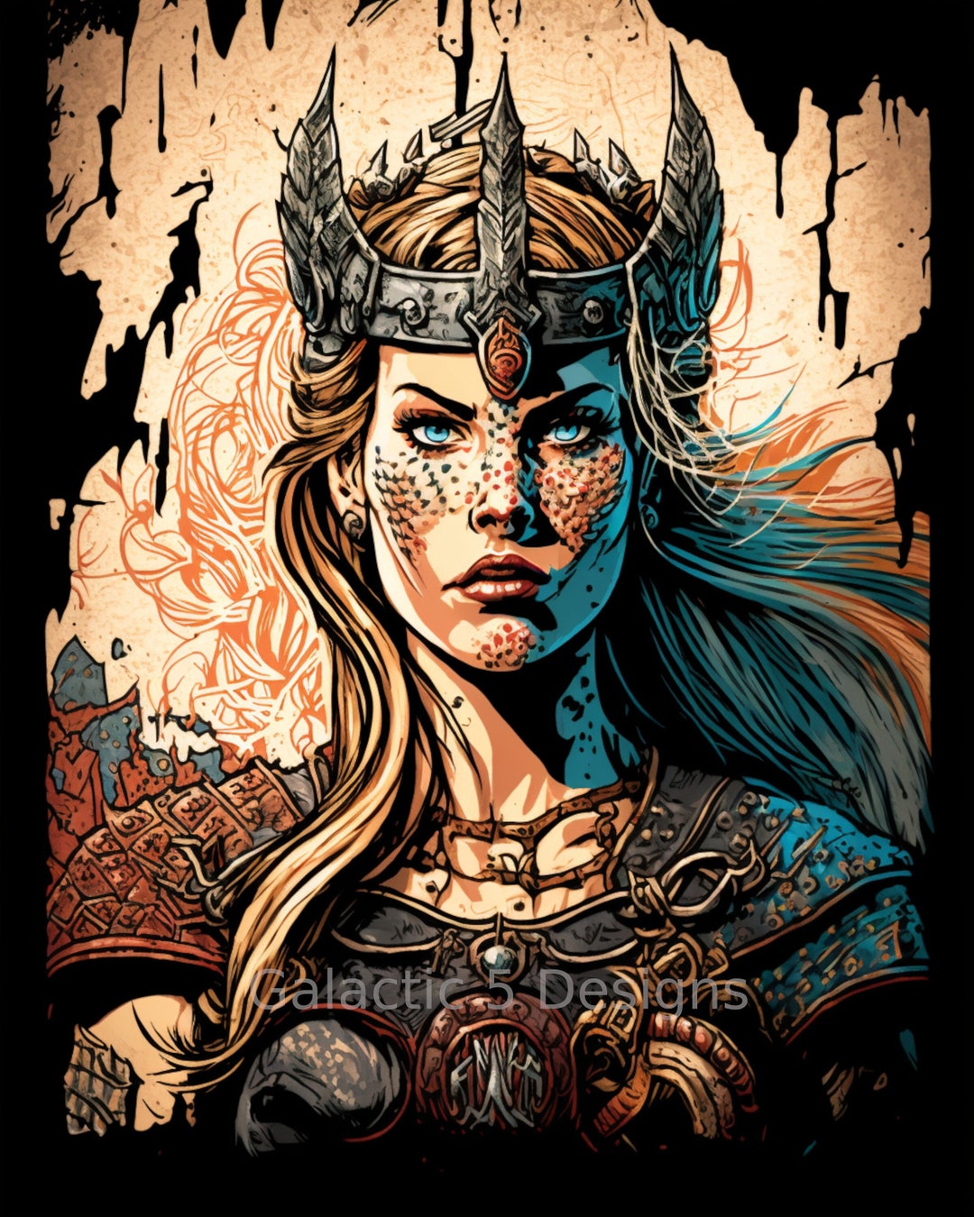 Viking Queen Art Print Printable Wall Poster Art Digital Etsy