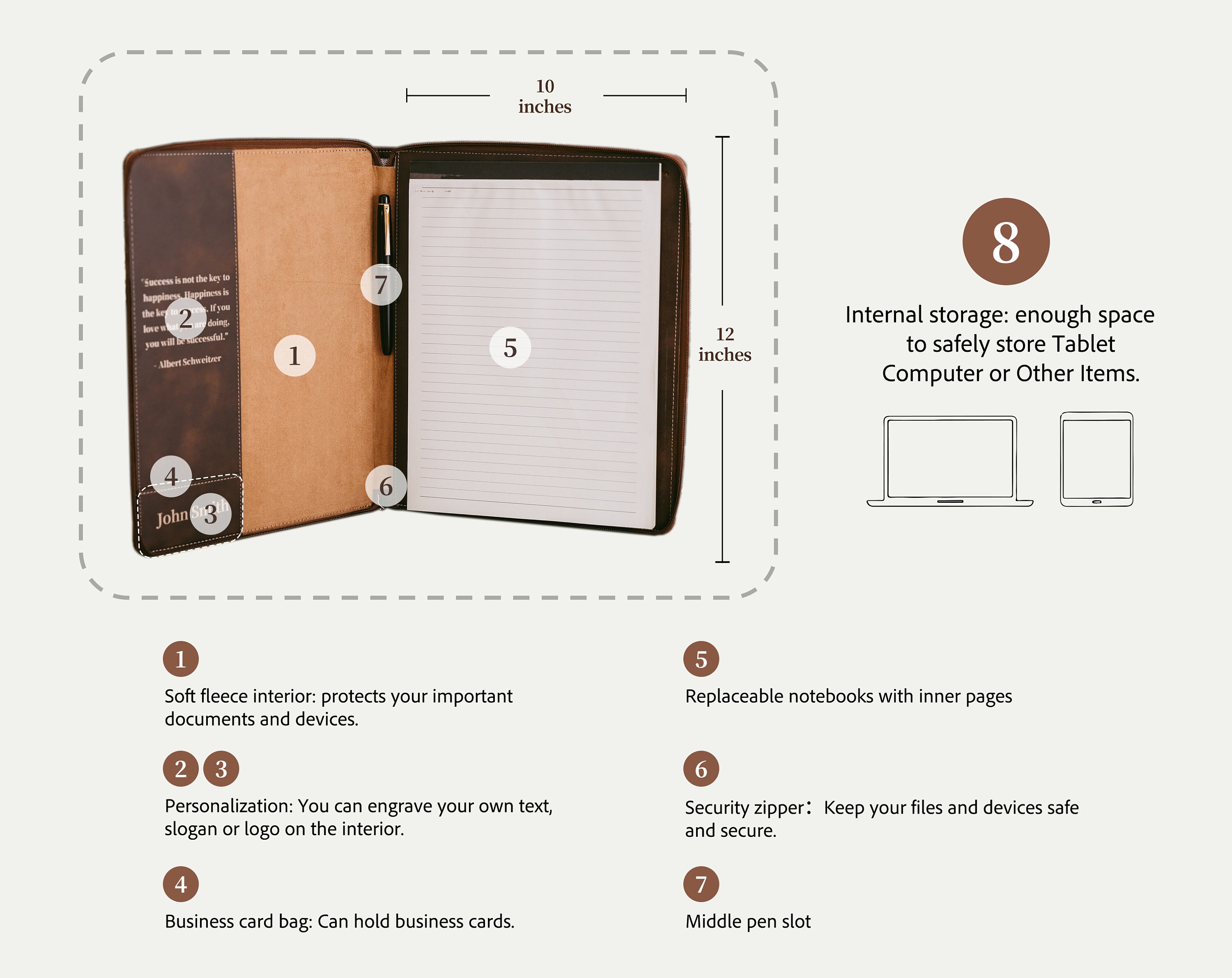 Personalized Leather Portfolio Notebook Custom Portfolio With Etsy UK