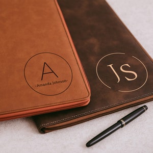 Personalized Leather Portfolio with Zipper, Custom Portfolio with Refillable Notebook, Personalized Notebook, Portfolio with company logo