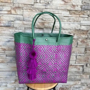 XL Beach Bag, Tote, Recycled Plastic Tote, Oaxaca Tote, Handmade Bag, Travel Bag, Pool Tote, Tennis Bag, Summer Bag, Gym Bag, Lighweight