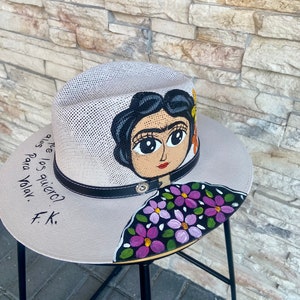 Hand-Painted Talavera Straw Hat: Boho Artisan Gift Handmade Fedora Sun Hat, Bamboo Straw Summer Hat, Mexican  main image 4