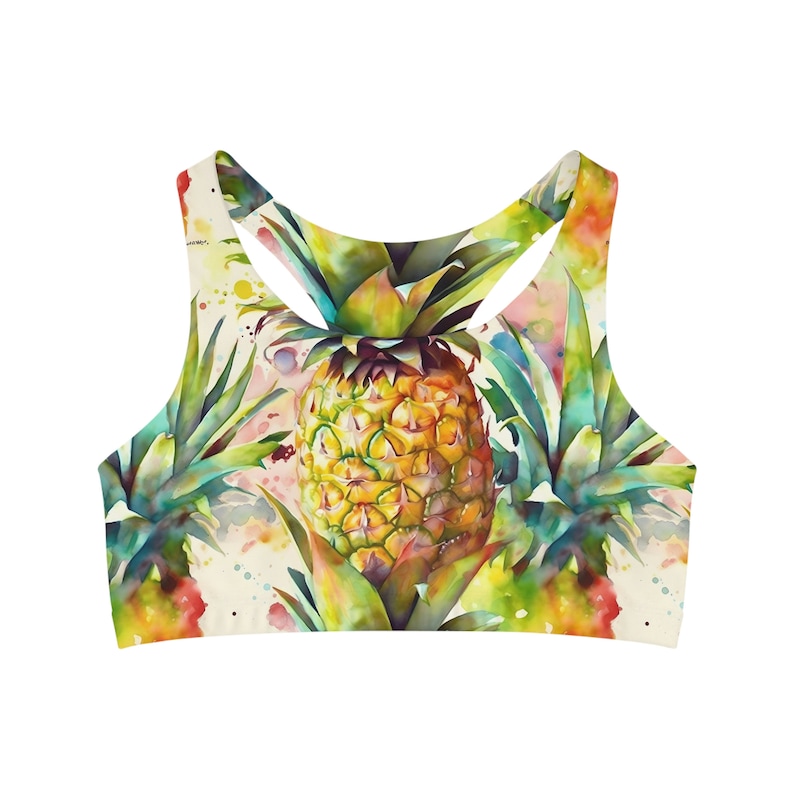 Watercolor Pineapple Sports Bra: Colorful Workout Bra - Etsy