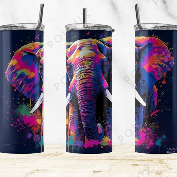 3D Lavender Elephant 20 Skinny Tumbler Sublimation Design, Straight & Tapered Wrap, Tumbler Wrap, Tumbler Png, Instant Download, 3D tumbler