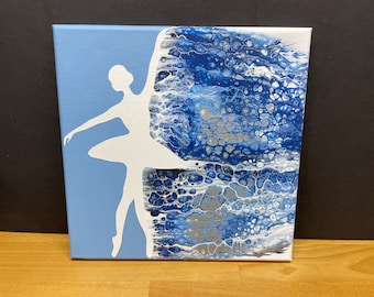 Acrylique pour art abstrait art mural 25,4 x 20,3 cm acrylique pour peinture sur toile enveloppée de galerie – danseuse se fanant dans les vagues.