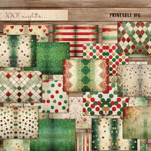 Printable Paper Green Red Theme, 25 Double Sheets, Big Bundle ...