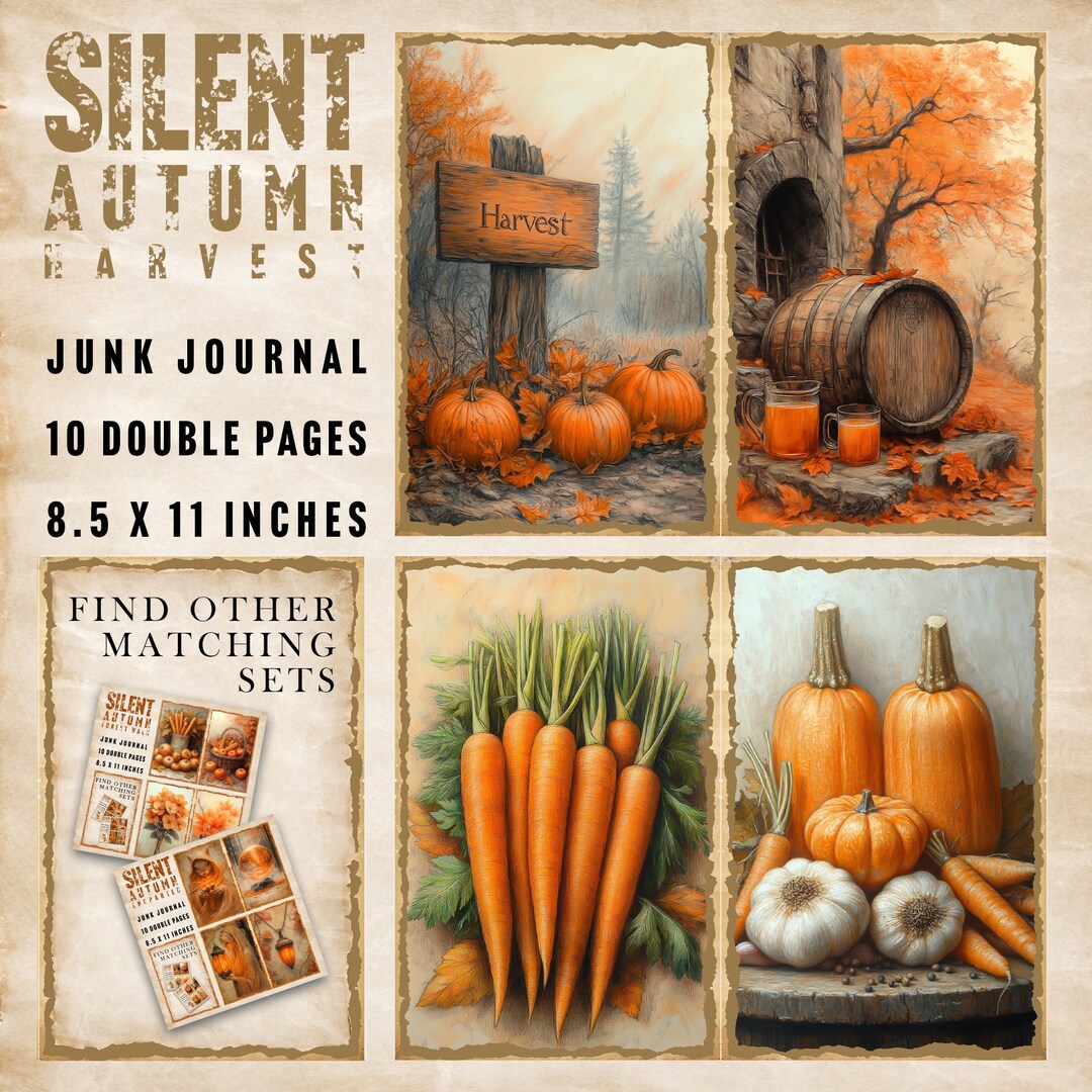 10 Double Junk Journal Pages in Autumn Theme and a Bit of Silent Garden ...