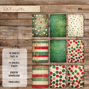 Printable Paper Green Red Theme, 50 Sheets, Big Bundle Backgrounds ...
