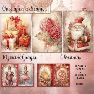 Christmas Bundle, Junk Journal Paper, Digital Download, Watercolor, Mixed Media, Santa, Christmas, Candy Cane, Christmas Tree