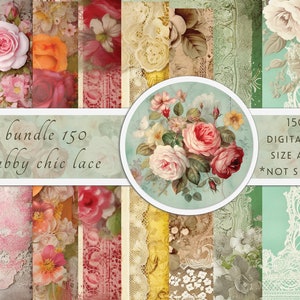 Big Bundle Shabby Journal, Digital paper A4, Junk Journal, Decoupage Papers, Scrapbooking Paper in Lace Vintage Style, Commercial Use