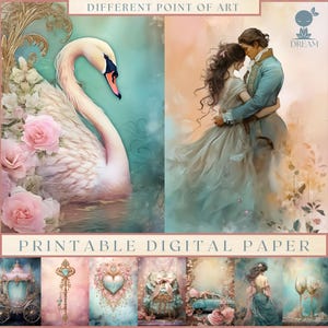 50 pagine doppie A4 per carta da giornale spazzatura, download digitale, acquerello, tecniche miste, toni rosa turchese