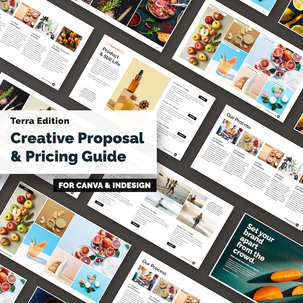 Terra | Creative Proposal & Pricing Guide Pitch Deck | InDesign and Canva Template for Photographers, Designers, and Creative Businesses.