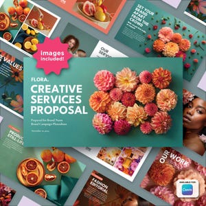 Modelo Premium de Proposta de Serviço Criativo com Imagens Incluídas para Canva e InDesign | Flora 2.0 Edition