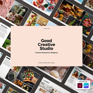 Terra 1.0 Creative Proposal Pitch Deck Template para fotógrafos e profissionais criativos. Templates disponíveis para InDesign e Canva.