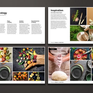 Creative Pitch Deck and Proposal Template for Photographers and Creative Businesses. Approach & Strategy, Inspiration/Moodboard pages.