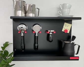 Barista rack for portafilter, barista rack, barista accessories, espresso rack, tamper station, tamping station, coffee accessories