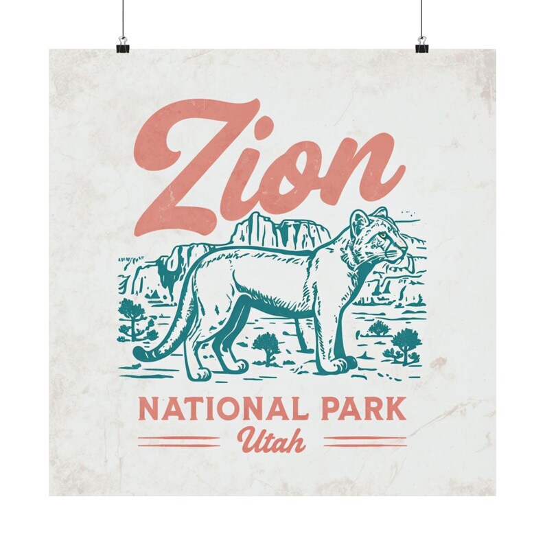 Zion National Park Poster Utah Nature Wall Art Scenic Canyon Landscape