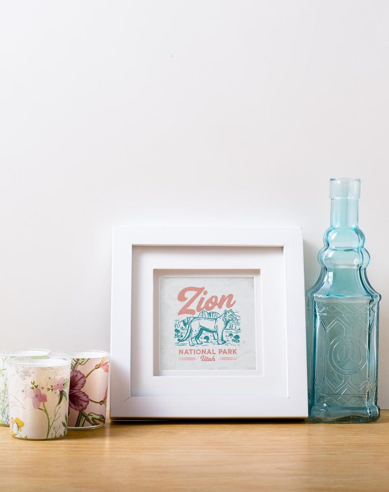 Zion National Park Poster Utah Nature Wall Art Scenic Canyon Landscape