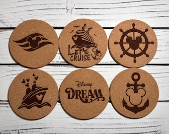 Cruise Cork Engraved Coasters- Fish Extender- Pixie Dust- Gifts- Cruise