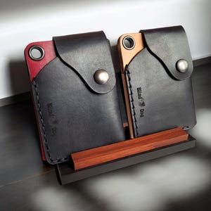 Cartera minimalista de cuero - Cartera fina de cuero - Cartera con cadena de motociclista - Tarjetero de cuero - Cartera EDC - Cartera de uso diario - Cartera para hombre