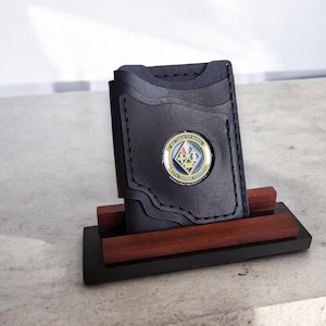 Monedero de desafío. Monedero de bolsillo delantero. Monedero minimalista de cuero. Monedero EDC de cuero. Monedero delgado. Monedero de desafío. Regalo militar