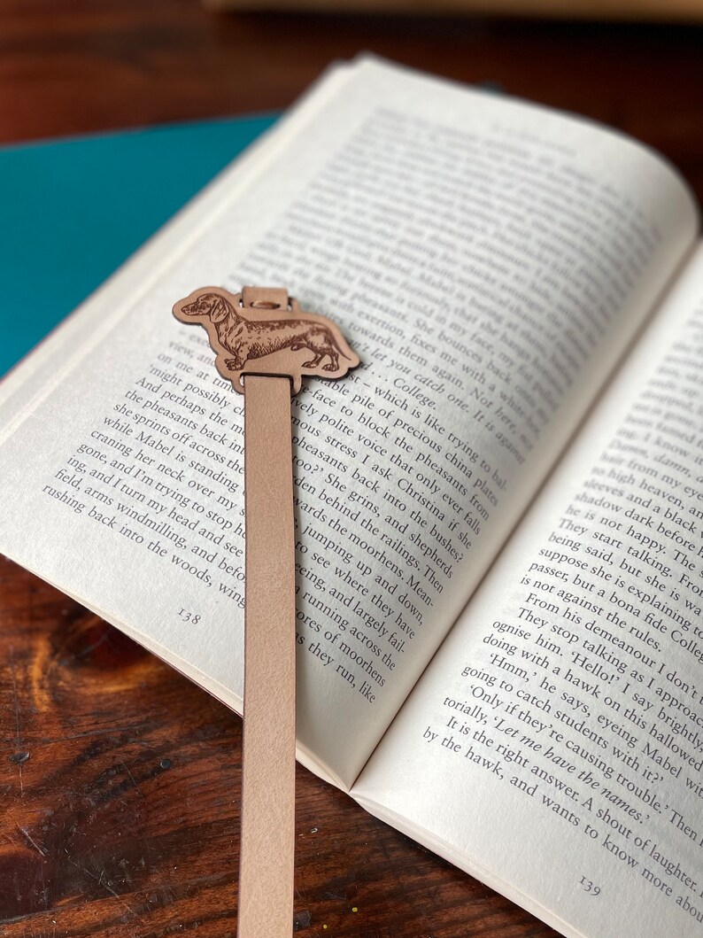Dachshund Leather Bookmark Unique Gift Leather Bookmark Dog Bookmark