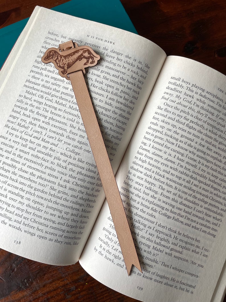 Dachshund Leather Bookmark Unique Gift Leather Bookmark Dog Bookmark