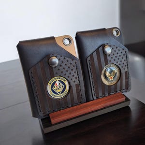 Monedero de desafío para perros ciegos. Monedero minimalista de cuero. Monedero EDC de cuero. Monedero delgado. Monedero de desafío. Regalos militares.