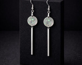 Pendientes de barra de resina modernos / Elegantes pendientes colgantes verticales con un ligero brillo