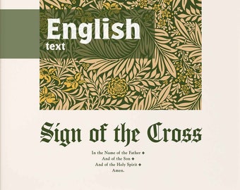 Señal de la Cruz - Oración católica en inglés, cartel católico, arte de la pared católica, decoración del hogar católico, regalo de RICA, regalo de Navidad católico