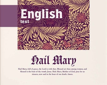 Ave María - Oración católica en inglés, cartel católico, arte de la pared católica, decoración del hogar católico, regalo de RICA, regalo de Navidad católico
