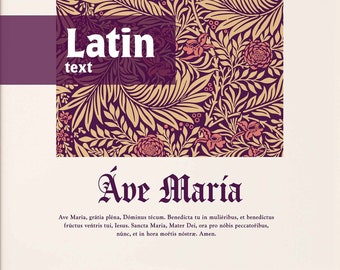 Arte de oración en latín del Ave María – Póster católico para decoración del hogar