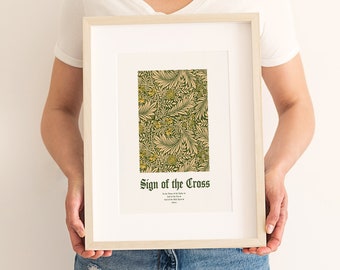 Signo de la Cruz Inglés imprimible / Arte digital católico / Decoración católica del hogar / Arte católico para comedor / Regalo católico