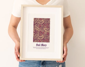 Ave María Inglés imprimible / Arte digital católico / Decoración católica del hogar / Arte católico para comedor / Regalo católico