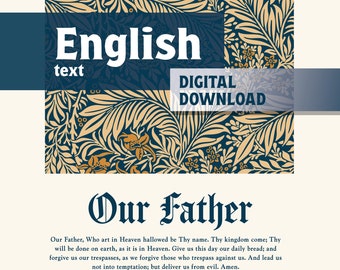 Padre Nuestro - Oración católica en inglés digital imprimible, arte de la pared católica, decoración del hogar católico, regalo de RICA, regalo de bautismo, regalo de Navidad