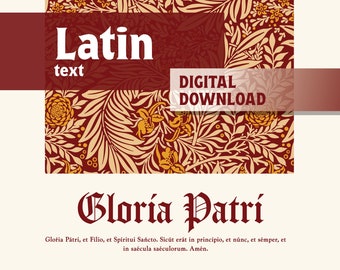 Gloria Patri - Oración católica en latín digital imprimible, arte de la pared católica, decoración del hogar católico, regalo de RICA, regalo de bautismo, regalo de Navidad
