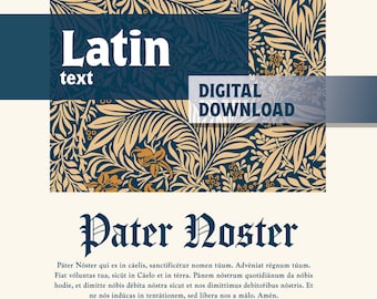 Pater Noster - Oración católica en latín digital imprimible, arte de la pared católica, decoración del hogar católico, regalo de RICA, regalo de bautismo, regalo de Navidad