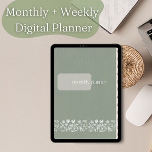 Agenda digitale mensile e settimanale senza data, agenda per iPad, compatibile con Goodnotes e Notability