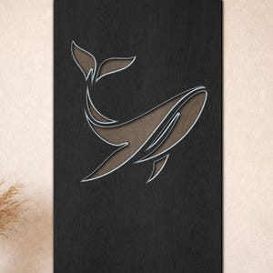 Ballena multicapa SVG PDF DXF – Diseño de peces de 3 capas para corte láser | Arte mural de peces de madera | Diseño de madera en capas