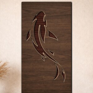 Peces multicapa SVG PDF DXF: Diseño de peces de 3 capas para corte láser | Arte mural de peces de madera | Diseño de madera en capas