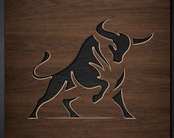 Layered Bull SVG PDF DXF – 3 Layer Animal Design for Laser Cutting | Wooden Wall Art | Layered Paper Cut Design